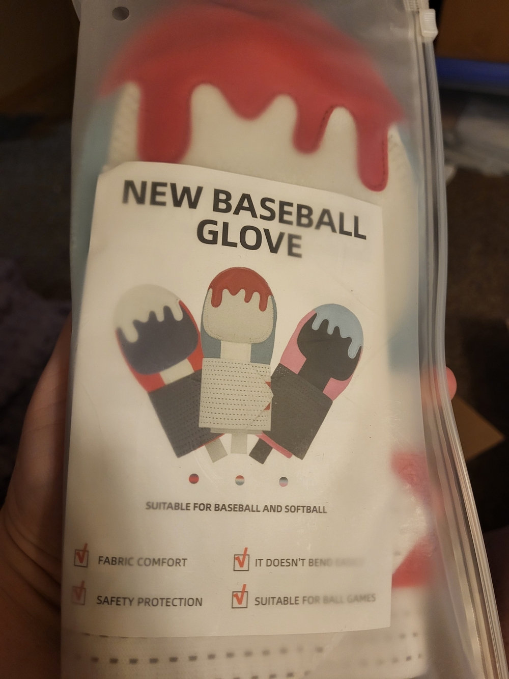 New Baseball Sliding Mitt - Red, Blue, Accents